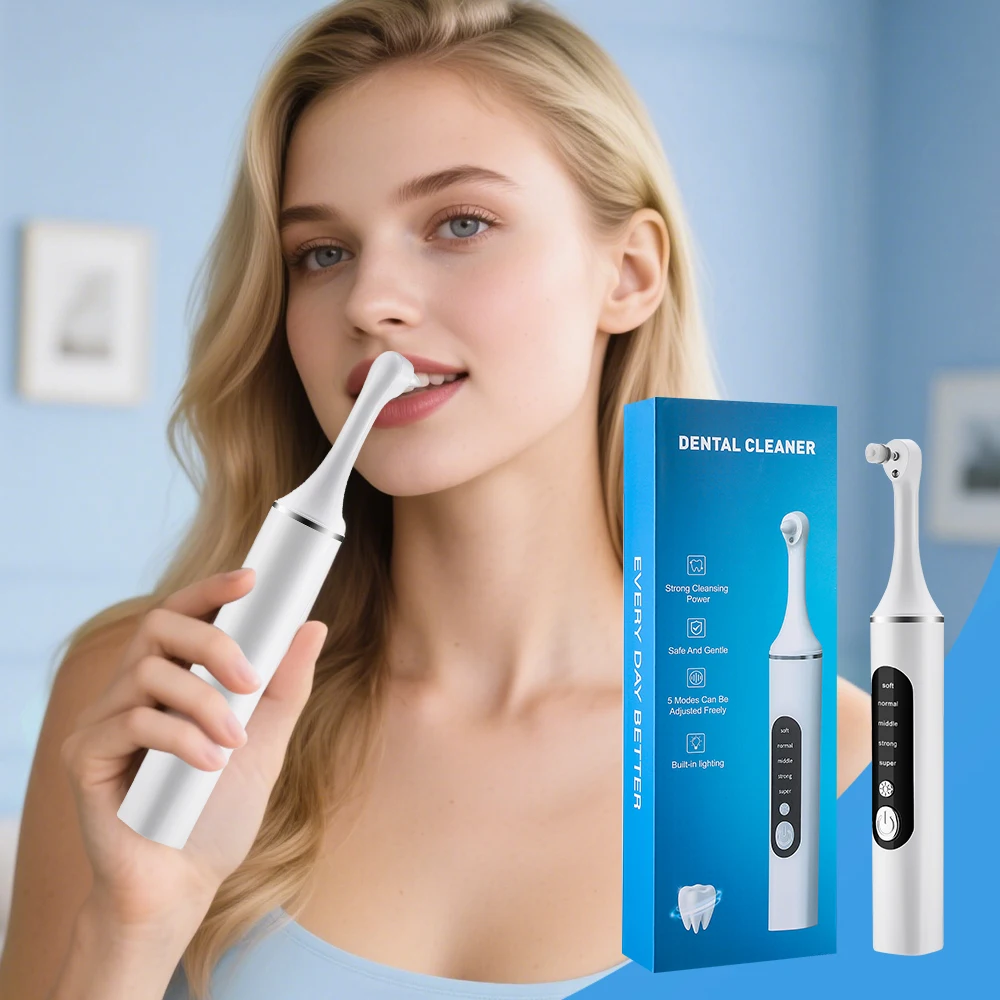 Teeth Whitening Or Tooth Whitening - เครื่องขัดฟันไฟฟ้า ขจัดคราบหินปูน ฟอกฟันขาว พร้อมหัวแปรง 6 หัว
