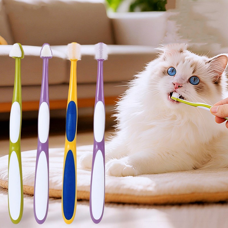 Teeth Whitening Brush - แปรงสีฟันสุนัข 360 องศา แปรงสีฟันขนนุ่มสำหรับทำความสะอาดฟันสุนัข แปรงดูแลช่องปากสัตว์เลี้ยง แปรงขนแน่น