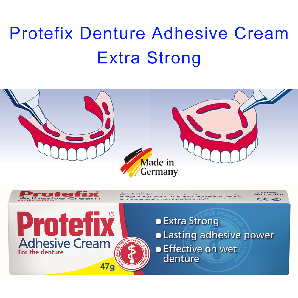 Teeth Whitening Ingredients - ครีมติดกาว Protefix สำหรับยึดฟันปลอมทนน้ำได้ดีพิเศษ47G haft PASTE Stark