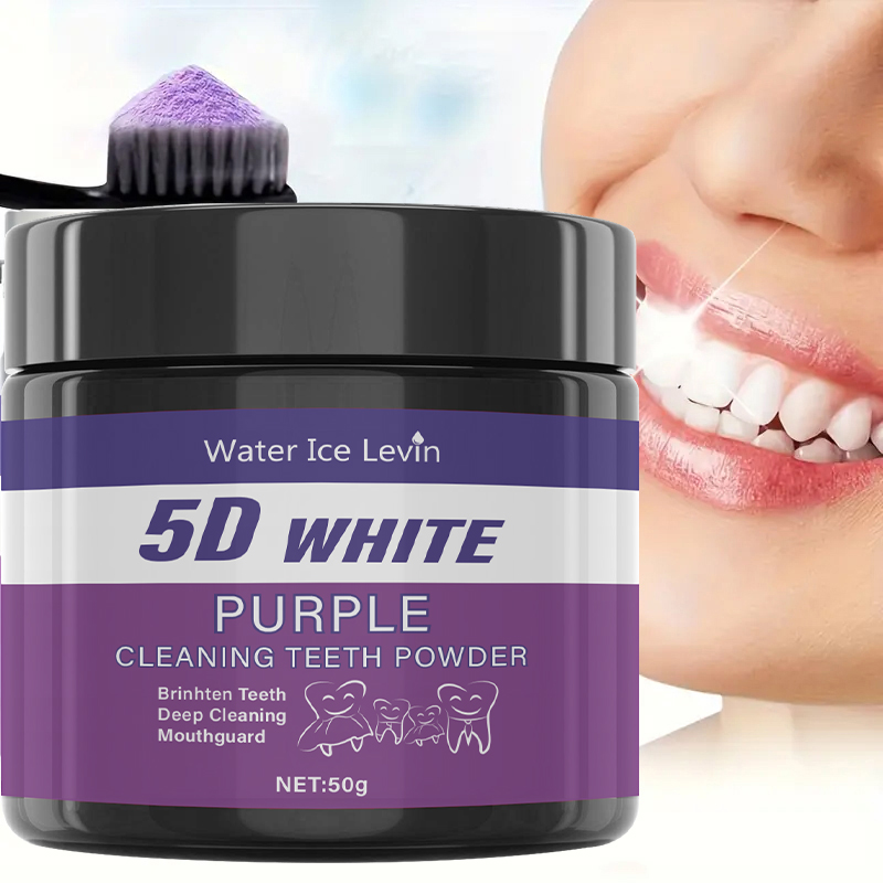 Teeth Whitening Oil Pulling - ผงฟอกฟันขาว 5D สูตรสดชื่นมิ้นต์สีม่วง เบกกิ้งโซดาผสมสารสกัดจากไข่มุก ช่วยให้ฟันขาวสะอาดอย่างล้ำลึก 50