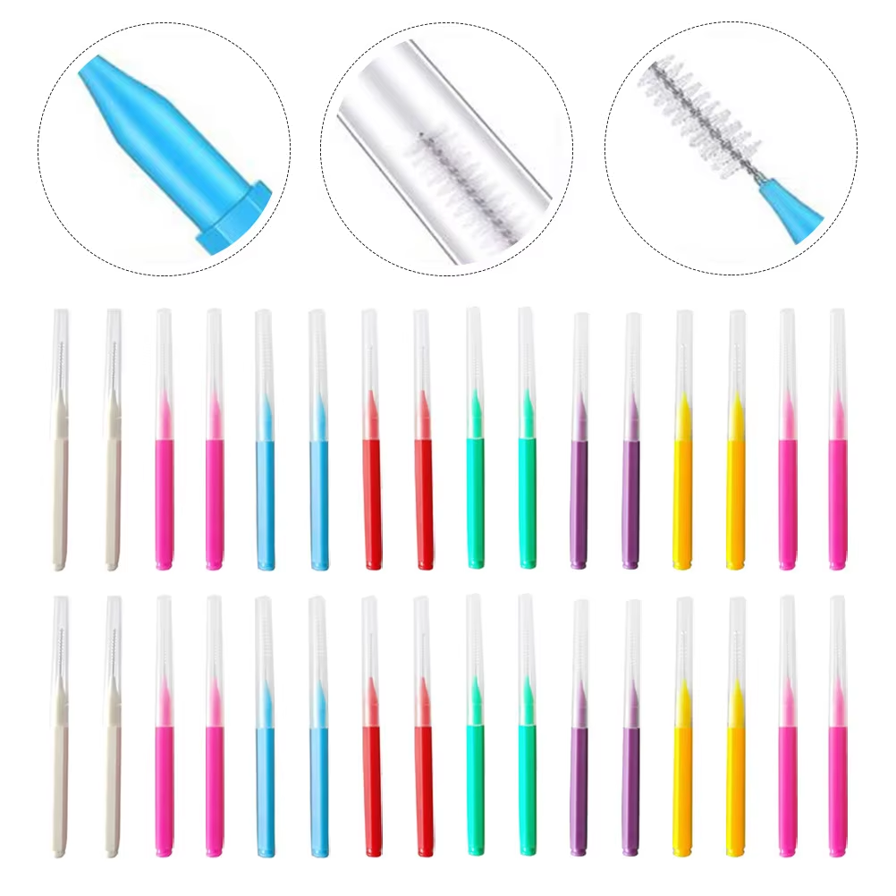 Teeth Whitening Brush - กล่องแปรงซอกฟันแบบตรง 20 ชิ้น สำหรับทำความสะอาดช่องว่างระหว่างฟันสำหรับผู้ใส่เครื่องมือจัดฟัน ดูแลสุขภาพฟัน
