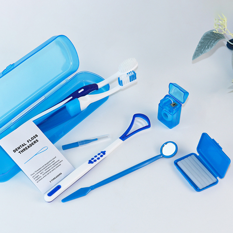 Teeth Whitening Brush - ชุดแปรงทำความสะอาดฟัน 8 ชิ้น/ชุด หลากสี พร้อมแว็กซ์ทำความสะอาดฟัน ถุงตาข่าย