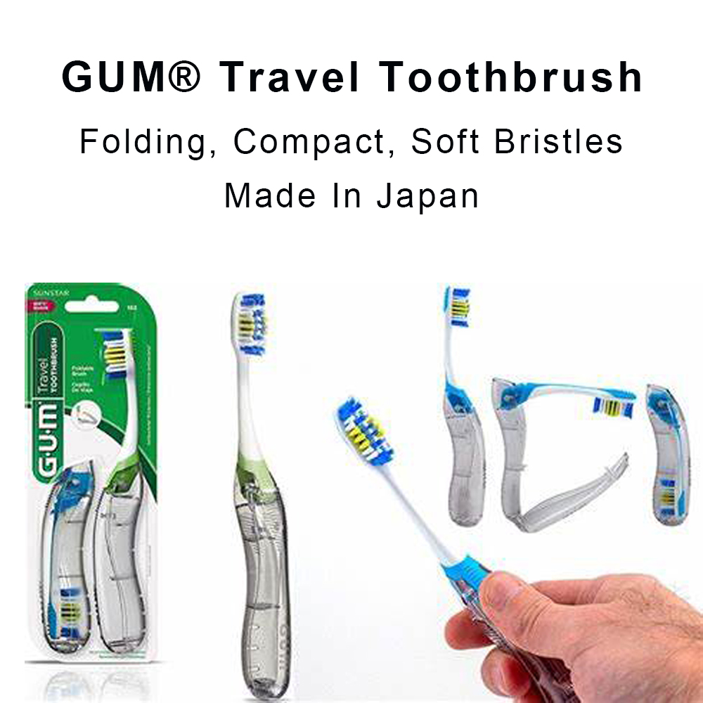 Teeth Whitening Japan - Gum แปรงสีฟันเวลาเดินทางแบบพับได้แปรงฟันอุปกรณ์ทำความสะอาด Foilding กับกรณี HANDEL Lipat
