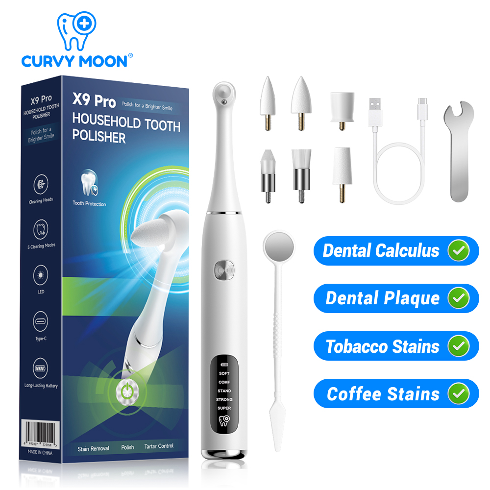 Teeth Whitening Or Tooth Whitening - เครื่องขัดฟัน CURVY MOON สำหรับใช้ในบ้าน ช่วยฟอกสีฟัน ทำความสะอาดอย่างล้ำลึก