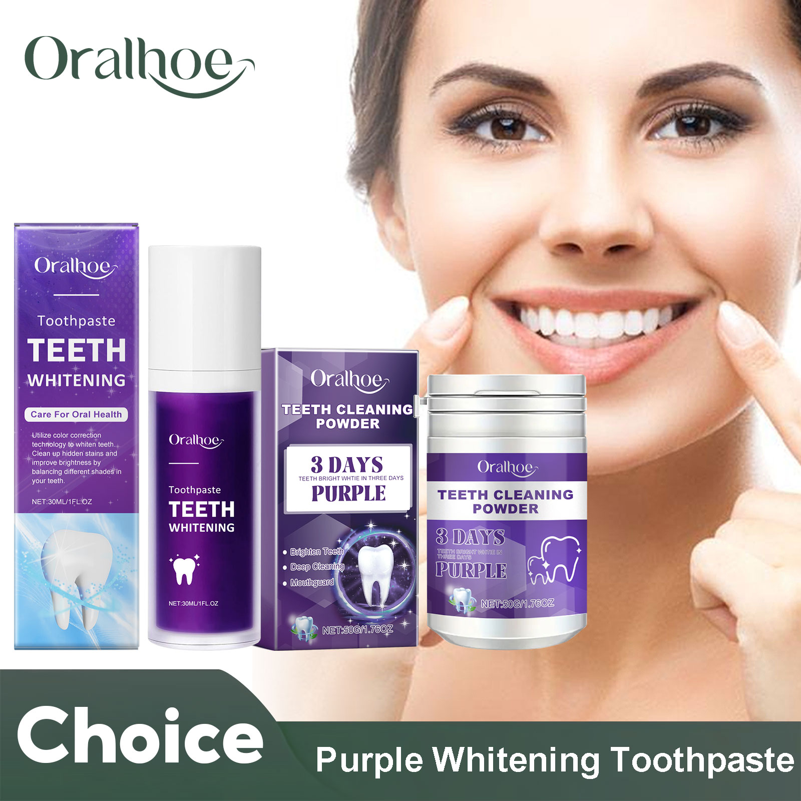 สีม่วง Corrector ยาสีฟันไวท์เท - Teeth Whitening Ingredients บทวิจารณ์และราคา