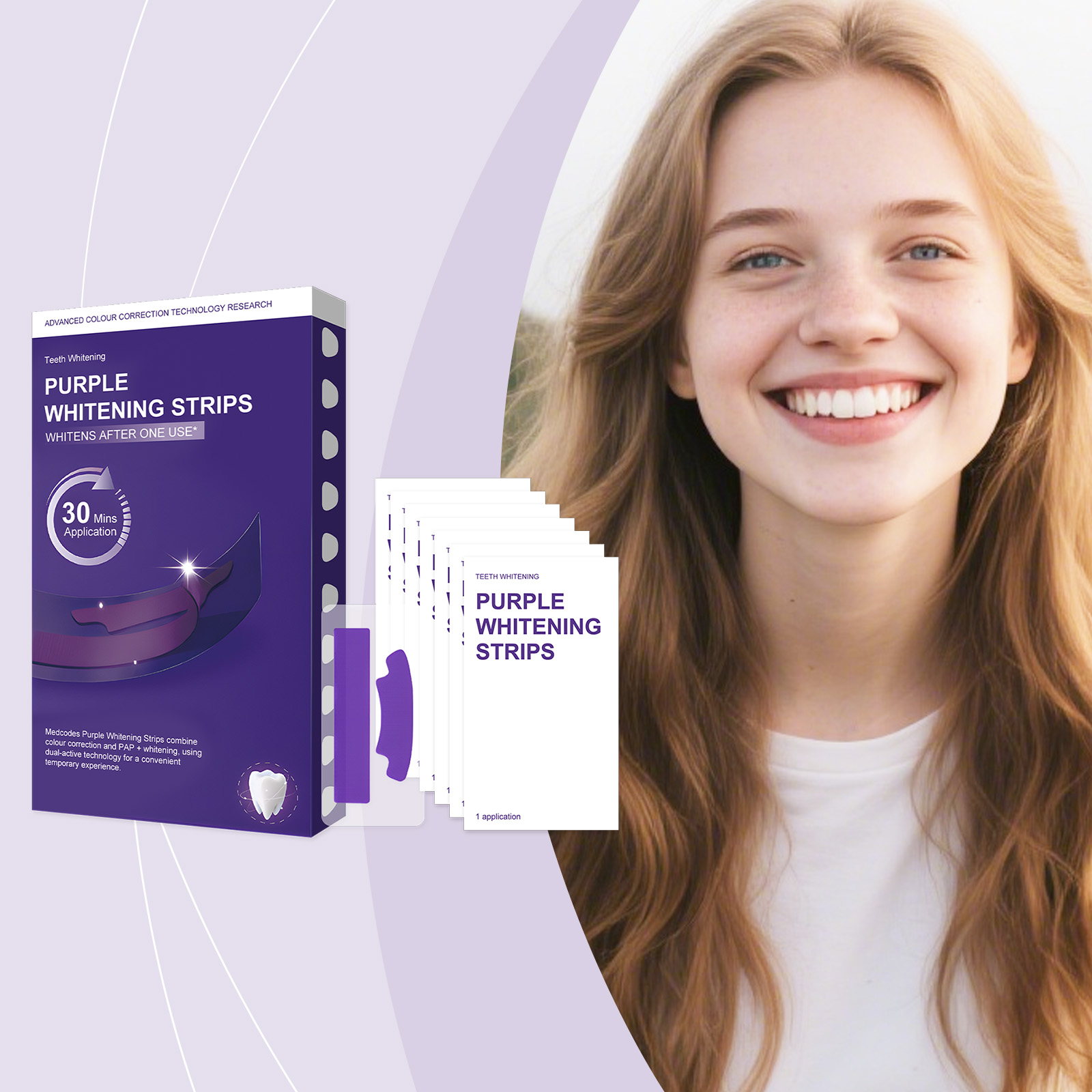 แผ่นฟอกฟันขาวสีม่วง สูตรอ่อนโย - Teeth Whitening Ingredients บทวิจารณ์และราคา