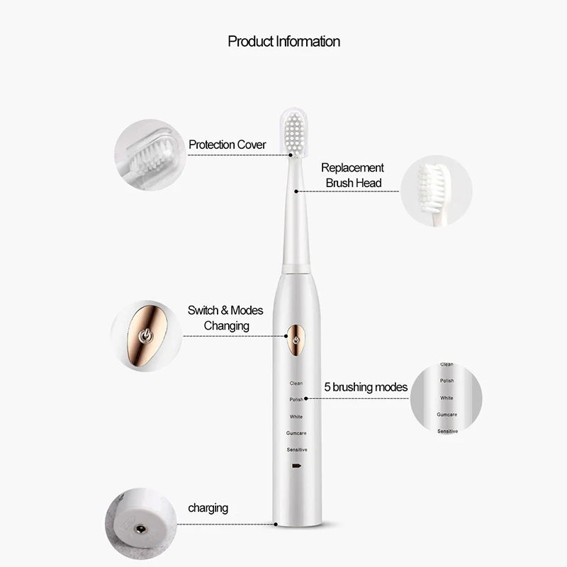 แปรงสีฟันไฟฟ้าอัลตราโซนิคสำหรั - Teeth Whitening Or Tooth Whitening บทวิจารณ์และราคา
