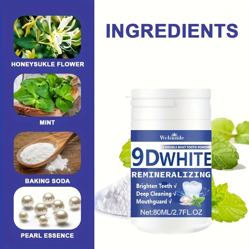 ผงฟันขาว 9D ไวท์ รีมิเนอรัลไลซ - Teeth Whitening Ingredients บทวิจารณ์และราคา